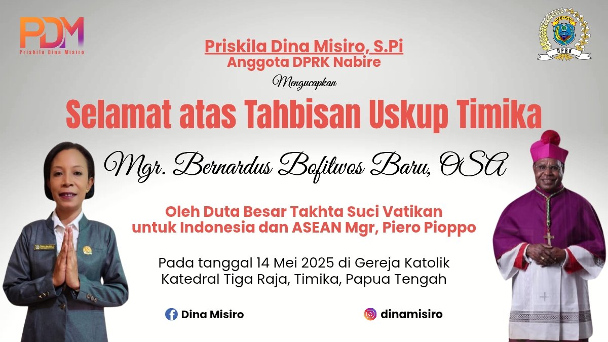 Ucapan Selamat DPRK Nabire oleh Priskila Dina Misiro