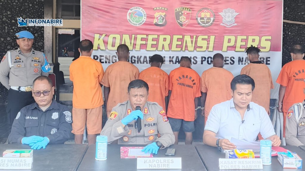 Press release Polres Nabire ungkap 5 kasus menonjol, termasuk kasus kekerasan seksual anak.