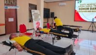 Polda Papua Tengah menggelar bakti kesehatan donor darah menyambut Hari Bhayangkara ke-79.
