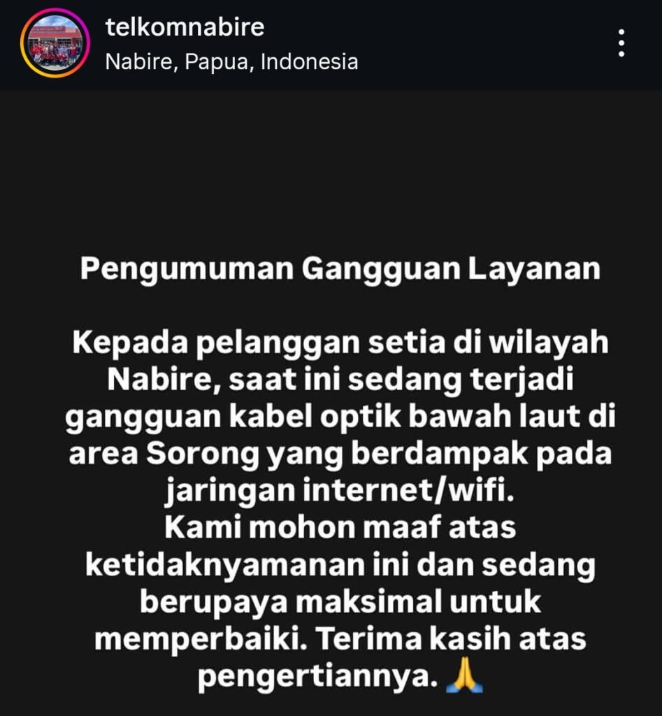 INI Penyebab Layanan Internet dan Wifi di Nabire Terganggu, Warga Desak Telkom Segera Atasi