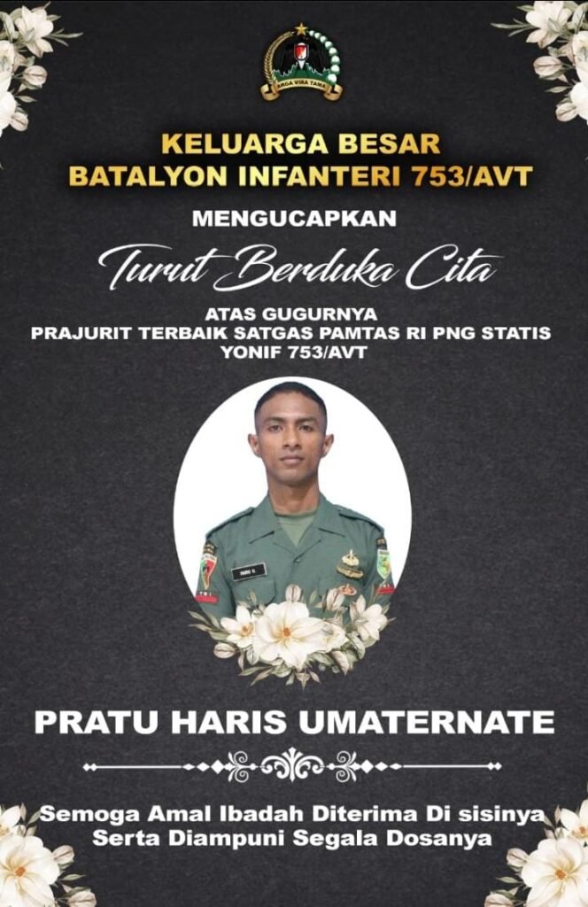 Pratu Haris Umaternate Prajurit Yonif 753/AVT Gugur Usai Kontak Tembak di Kiwirok