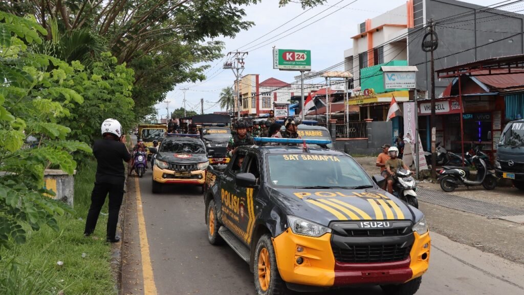 Polres Nabire Gelar Patroli Besar Jaga Situasi Kondusif