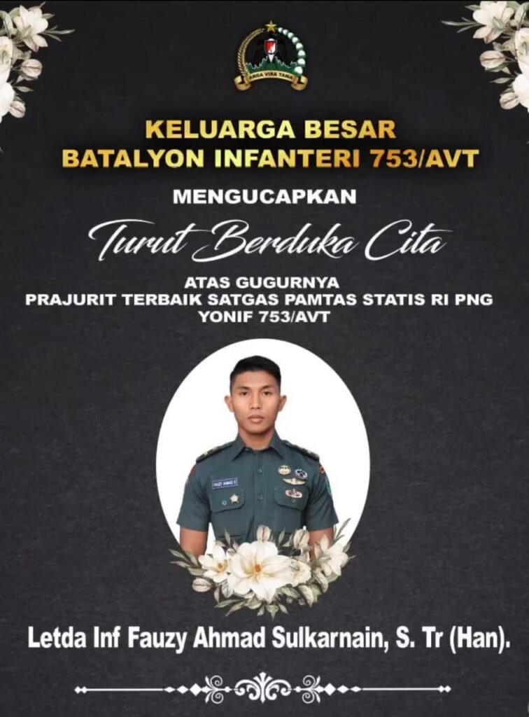Anggota Yonif 753 Gugur Tertembak di Kiwirok