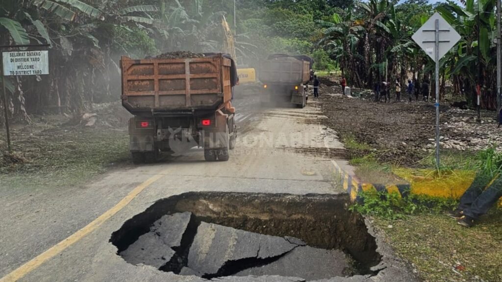 Dua Titik Jalan Amblas di Wanggar Langsung Diperbaiki, Mobilitas Warga Kembali Normal