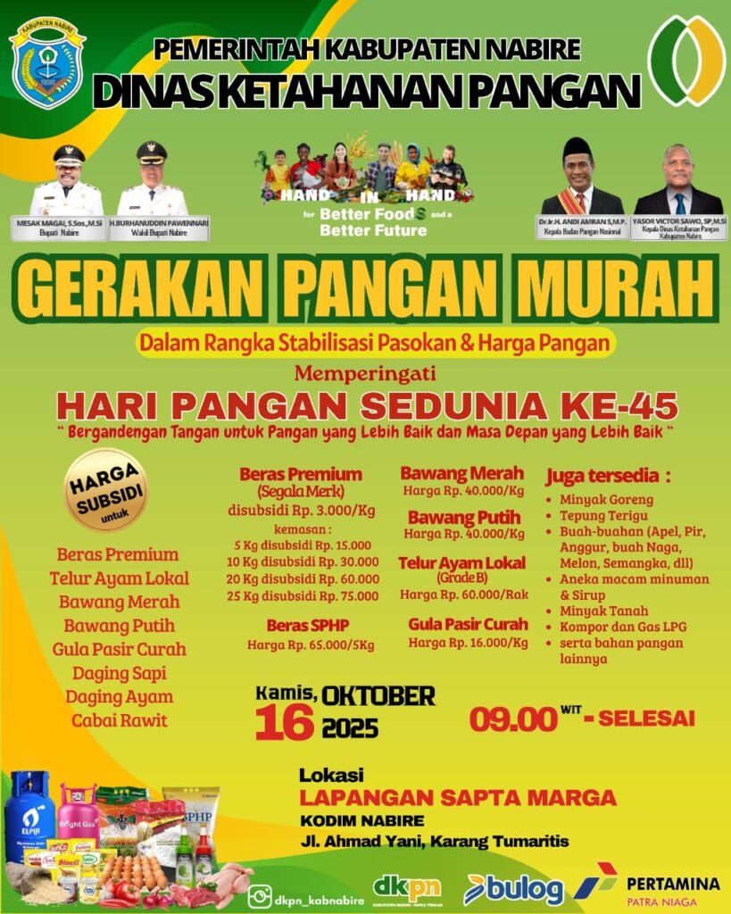 Bulog Siapkan 3 Ton Beras SPHP untuk Hari Pangan Sedunia di Nabire