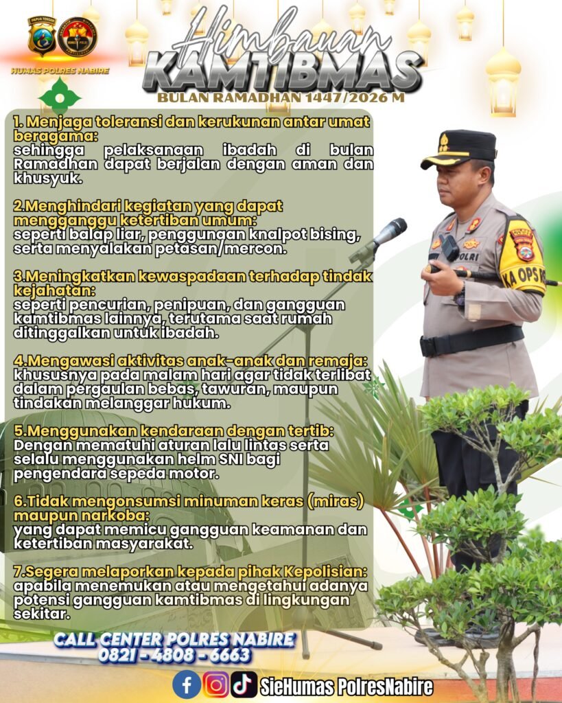 7 Imbauan Kamtibmas Kapolres Nabire Selama Ramadan 1447 H/2026 M