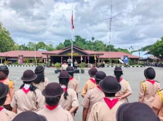 Apel Lomba Pramuka HUT Bhayangkara ke-80 di Polres Nabire, Kapolres Tekankan Sportivitas dan Solidaritas