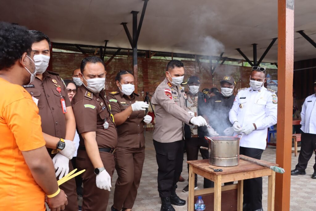 Ganja dan Puluhan Botol Alkohol Dimusnahkan, Polres Paniai Tegaskan Tidak Ada Ruang bagi Narkoba