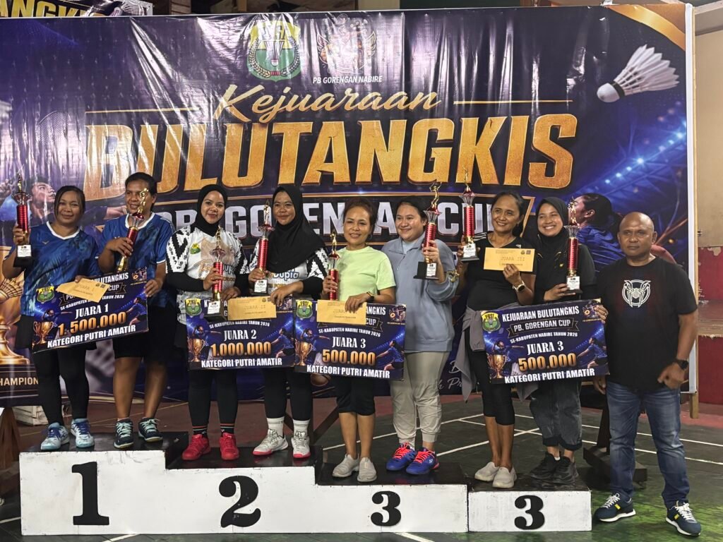 PB Gorengan Cup I 2026 Resmi Ditutup, Berikut Daftar Lengkap Para Juara Kejuaraan Bulutangkis Se-Kabupaten Nabire