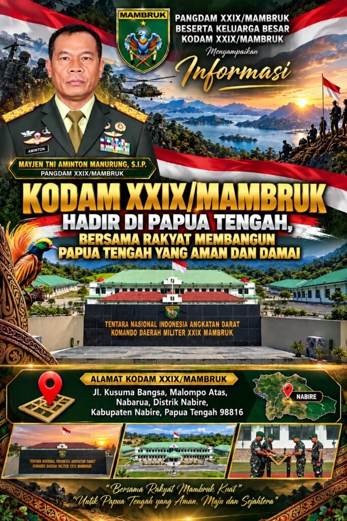 Kodam XXIX/Mambruk Resmi Berdiri, Perkuat Pertahanan di Papua Tengah