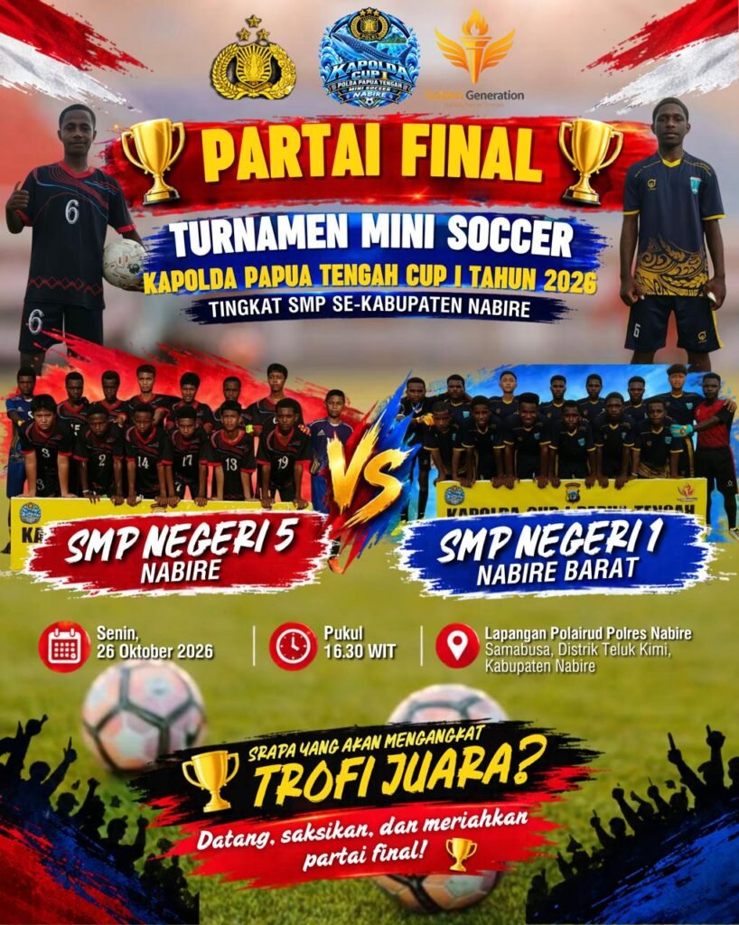 SMPN 5 Nabire vs SMPN 1 Nabire Barat di Final Kapolda Cup I 2026